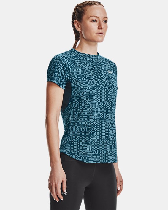 Women's UA Speed Stride Printed Short Sleeve, Blue, pdpMainDesktop image number 0